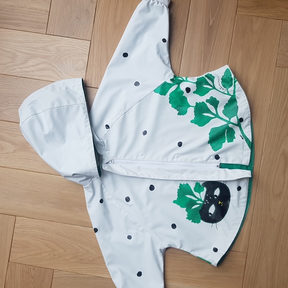 Girl-Catimini Cute Black Cat Oilskin Raincoat - Botanical Garden (3Y) - Picture 2 of 9